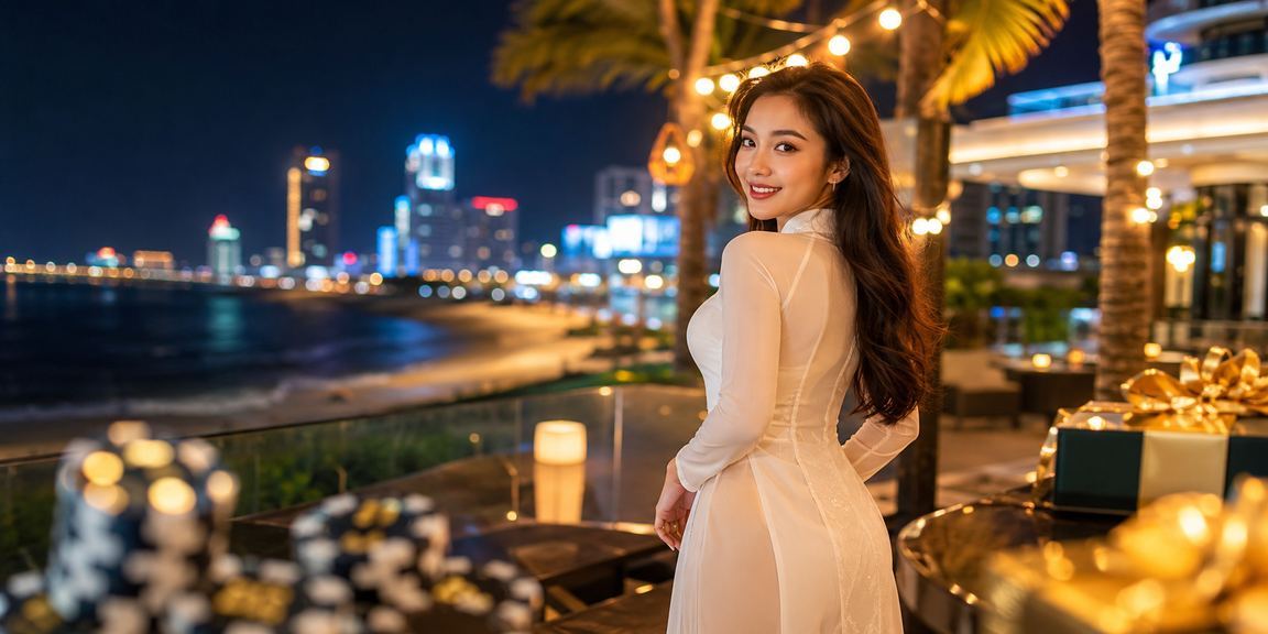 Người chơi tại Đà Nẵng mặc áo dài theo dõi kết quả cược casino trực tuyến